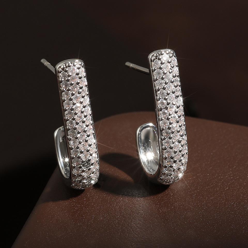 Серьги High-End в стиле хип-хоп с полым дизайном и бриллиантами, не выцветают, простые серьги-кольца для женщин