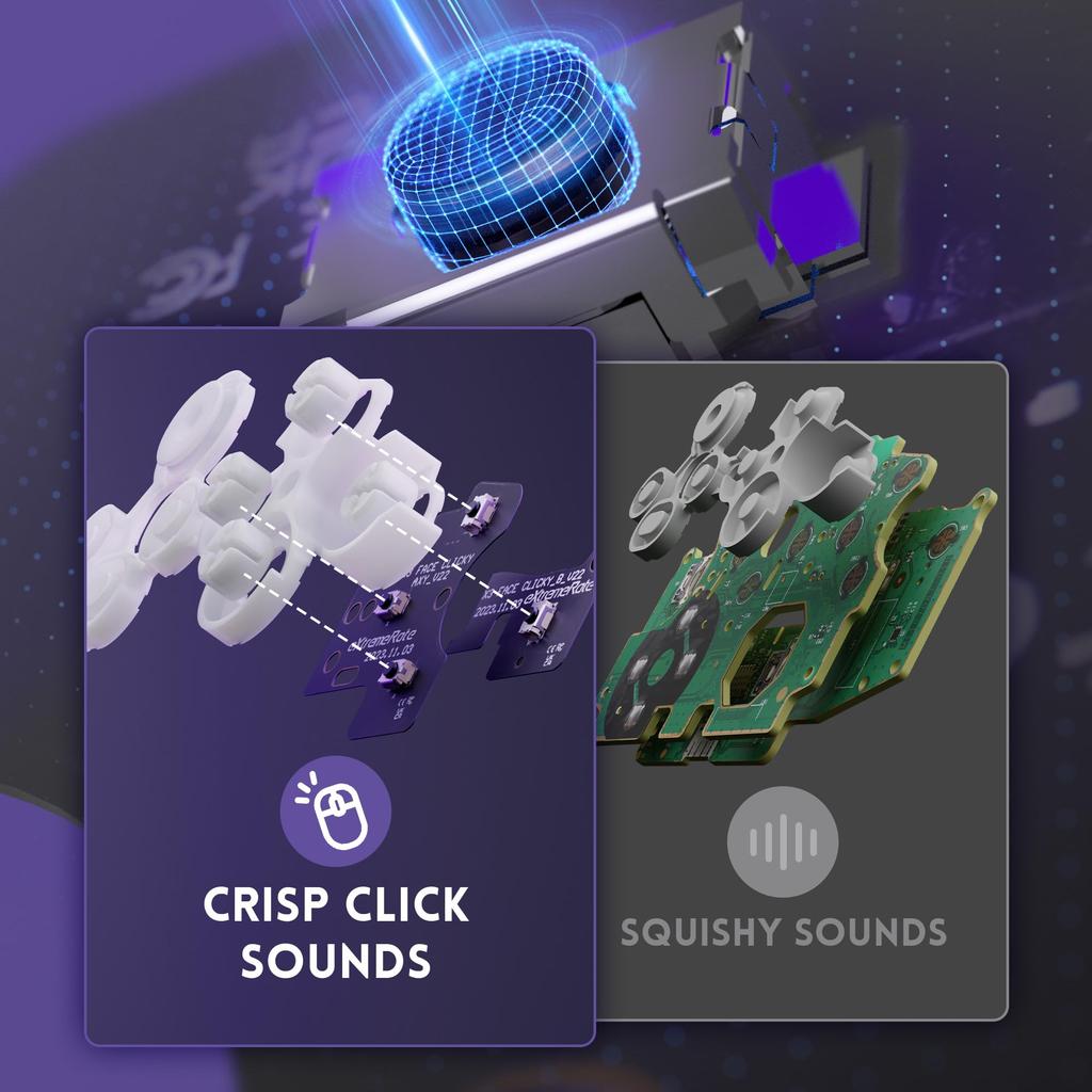 eXtremeRate ABXY Clicky Kit V2 for Xbox Custom ABXY Key Mouse Clicky Kit for Xbox Series Model Action Button Clicky Kit for Xbox One Model 1708 Core,