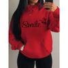 Smile Font Language Butterfly Pattern Hoody For Women Sport Pocket Clothing Cute Multicolor Streetwear Autumn Fashion Hoodies