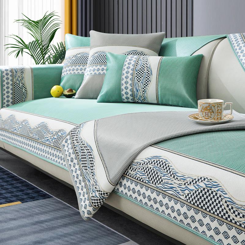 Подушка для дивана из ледяного шелка Лето Лето Лето Лето Лето Коврик Подушка сиденья Простой современный нескользящий кожаный чехол для дивана Чехол на спинку Полотенце