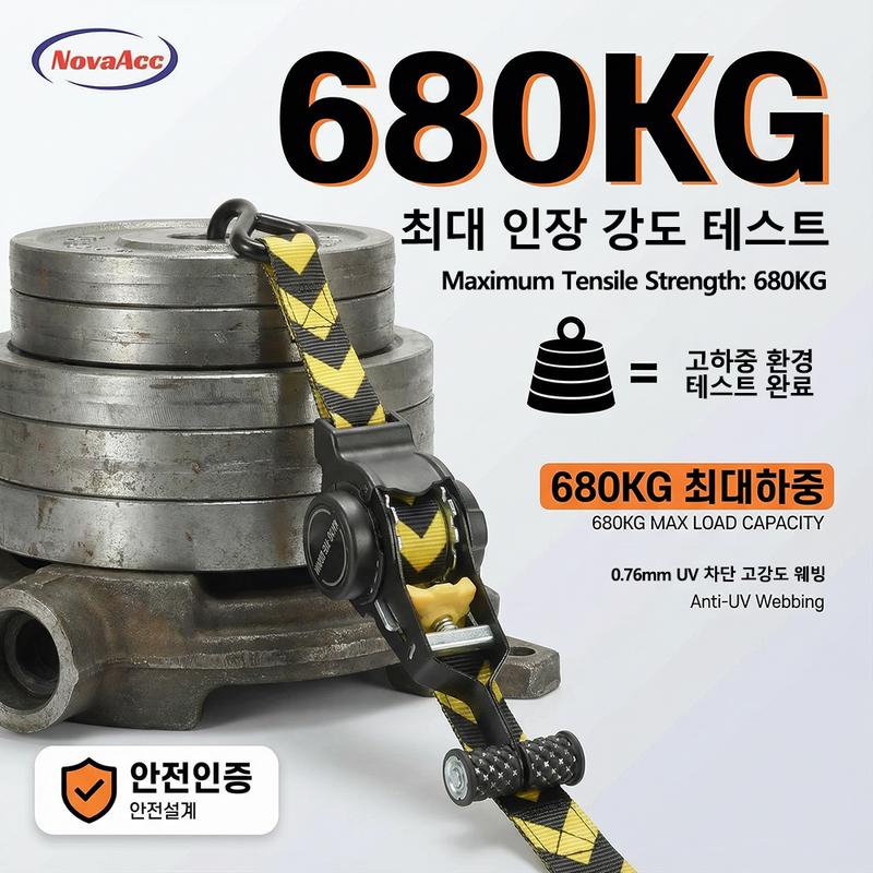 NovaAcc Heavy Duty Cargo Strap Auto Retractable Quick Release Tensioning Band for Truck Cargo Transport Car Motorcycle