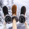 Fashion 2024 New Women Outdoor Comfortable Round Toe Boots Women Casual Winter Plush Fleece for Warmth Flat Snow Boots Shoes for Women