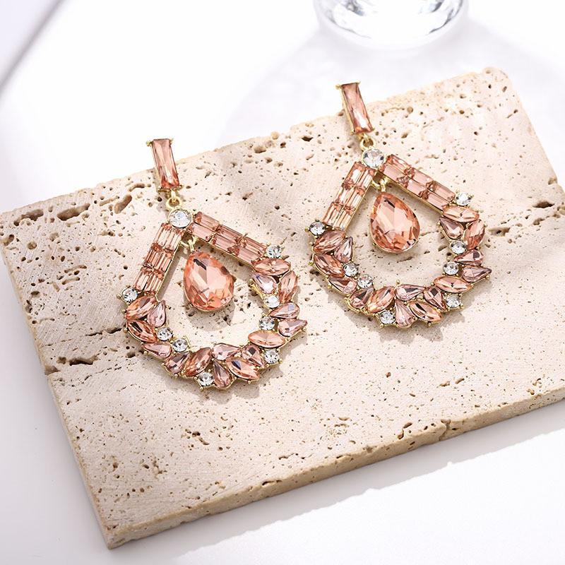 Elegant Alloy Water Drop Earrings With Glittering Crystals For Women Fashion Jewelry