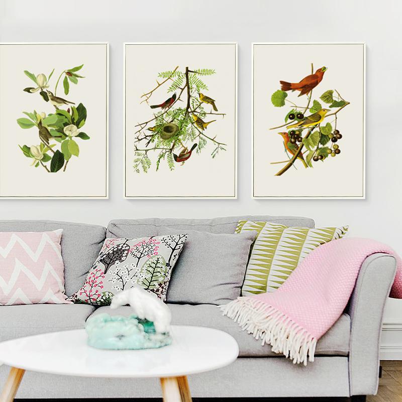 Элегантная поэзия птица на дереве, современная простая скандинавская картина на холсте формата А4, художественный принт, постер, настенные картины, украшение для спальни, дома