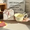 Высококачественная кофейная чашка с ручкой Qu и ложкой, корейская чашка для завтрака, миска для овсянки, керамическая кружка для девочек, подарочная коробка