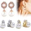 Vogue Exquesite No Pierced Silver Party Girls Ear Clip Golden 1Pair Gifts Unique Women Imitation Pearl Stud Earring Wedding Drop Earrings