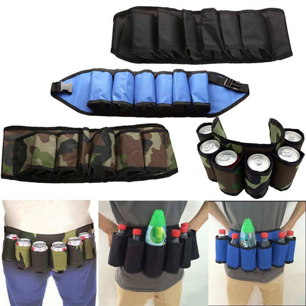Portable Drinker Beer Soda-Can Belt Holder 6 Drinks For Camping Hiking Outdoor Party