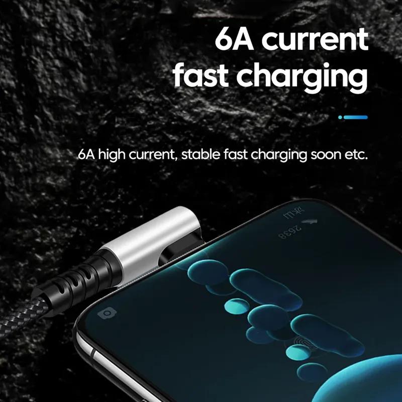 Olaf Fast Charging Short Cable USB Type C To Type C 6A 90 Elbow 25CM 50CM For Power Bank USB C Cable For Iphone 15 Huawei Xiaomi