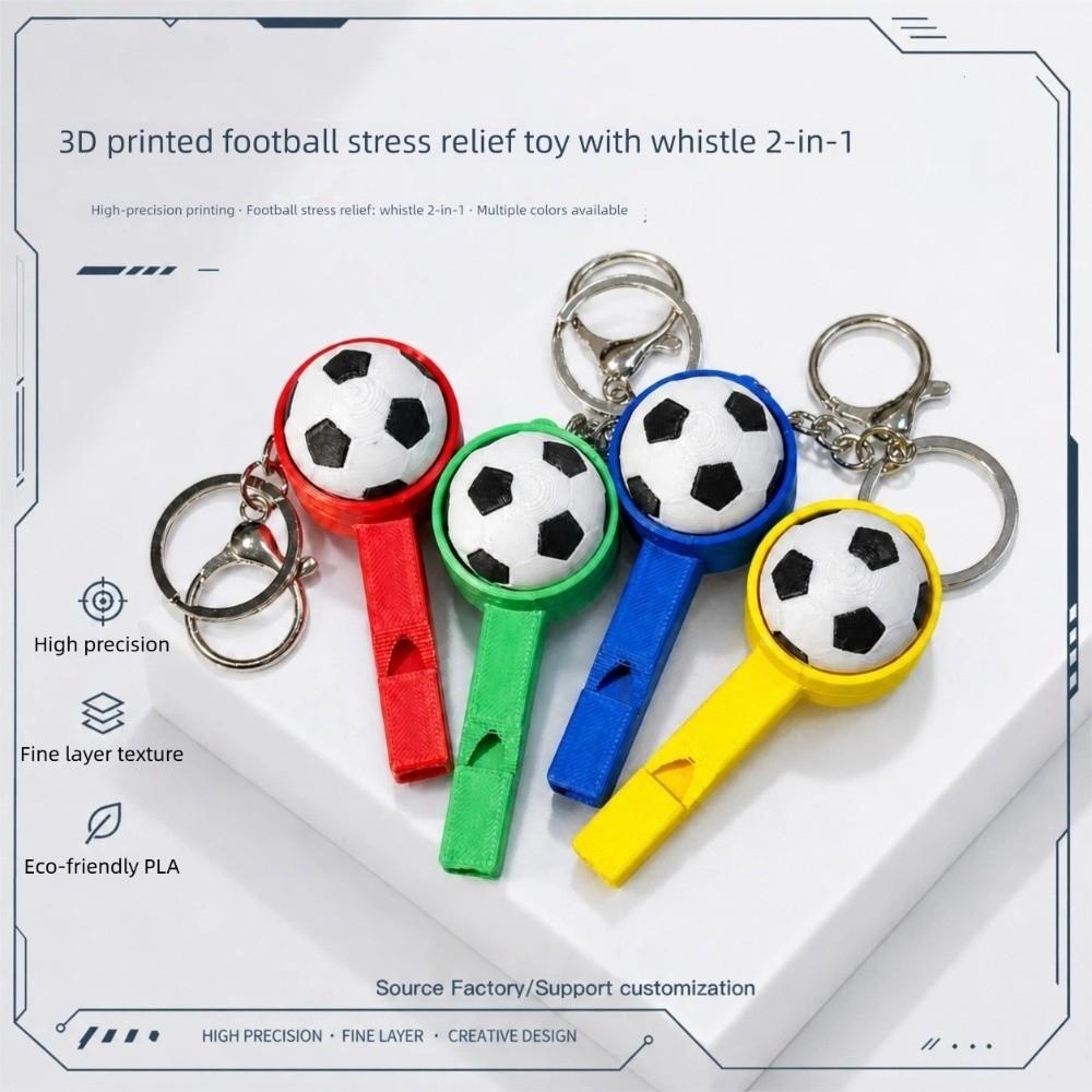 Simulated Sports Ball Clicker Funny Football Whistle Press Keychain Backpack Pendant