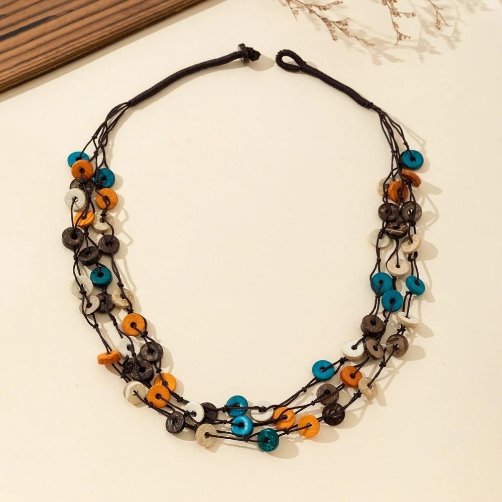 Colorful Beaded Jewelry Bohemian Style Coconut Shell Necklace Multi-Layer Necklace Women's Jewelry