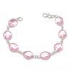 Натуральный Розовый Кунцит Камень Ручной Работы Серебро 925 Пробы Браслет 7-8" ASB-2975
