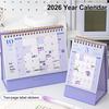 Mini Desk Calendar 2026 Jan.2026 - Dec.2026 12 Months Planner Twin-Wire Binding Standing Flip Small Desktop Calendar for Home Office