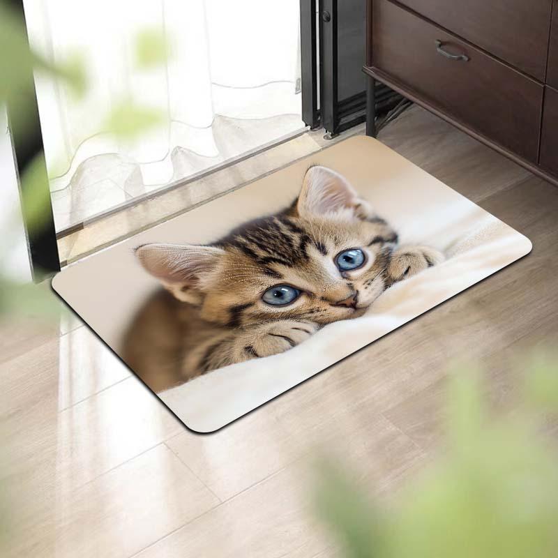 1Pcs Anti Fatigue Kitchen Rugs, Cat Print Waterproof Non-Slip Thick Cushioned Kitchen Mat Heavy Duty Comfort Standing Mat for Kitchen