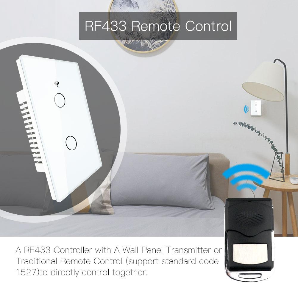 WiFi RF433 Transmitter Wall Panel Smart Glass Panel Touch Smart Switch 1/2/3 Gang Remote Control Light Switch Works with Alexa