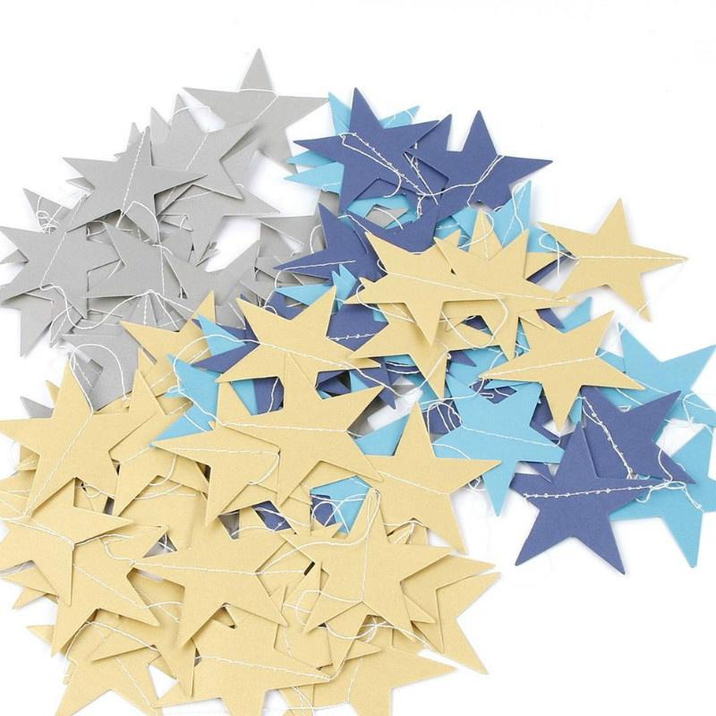 2pcs Paper Star Banner Garlands 4M Birthday String Chain Banner Ornaments Curtain