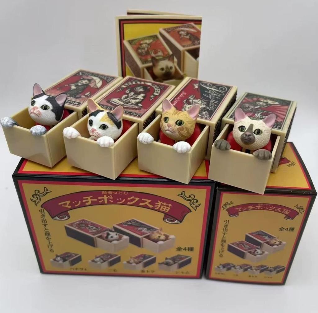 Прятки Спичечный коробок Безопасность Кошки Слепой бокс Милый ПВХ Аниме Фигурка Действия Креативная игрушка Настольное украшение Детский Подарок-сюрприз