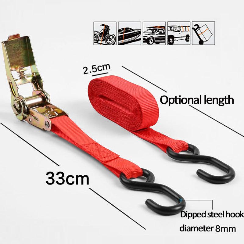 10/8M x 25mm Car Tension Rope Tie Down Strap Strong Ratchet Belt Luggage Bag Cargo Lashing With Rope Tensioner Metal Buckle Tow