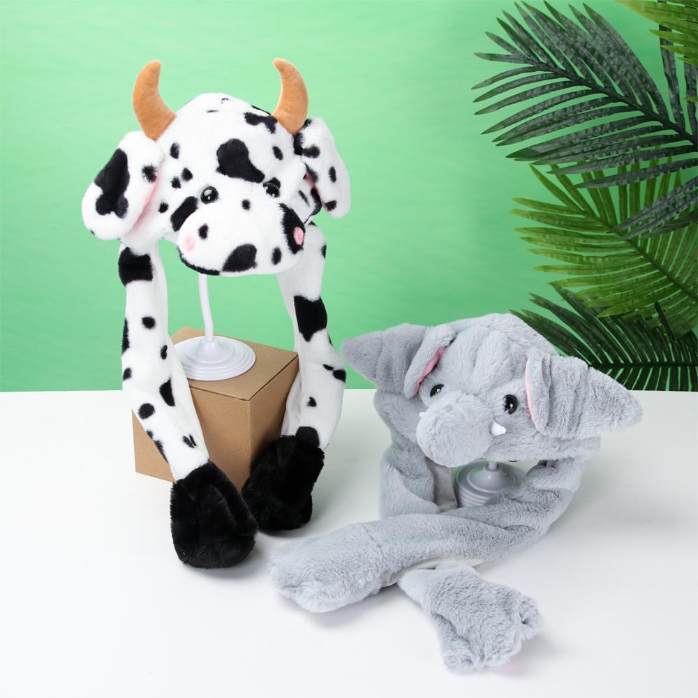 Милая теплая двигающаяся прыгающая забавная шапка животные уши шляпа плюшевый кролик щипок воздушная подушка