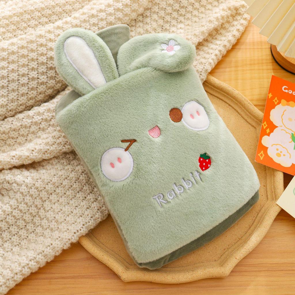 Winter Rabbit Ears Hot Water Bottle - Thick, Explosion-Proof, Portable, Detachable Hand Warmer with Cartoon Design.