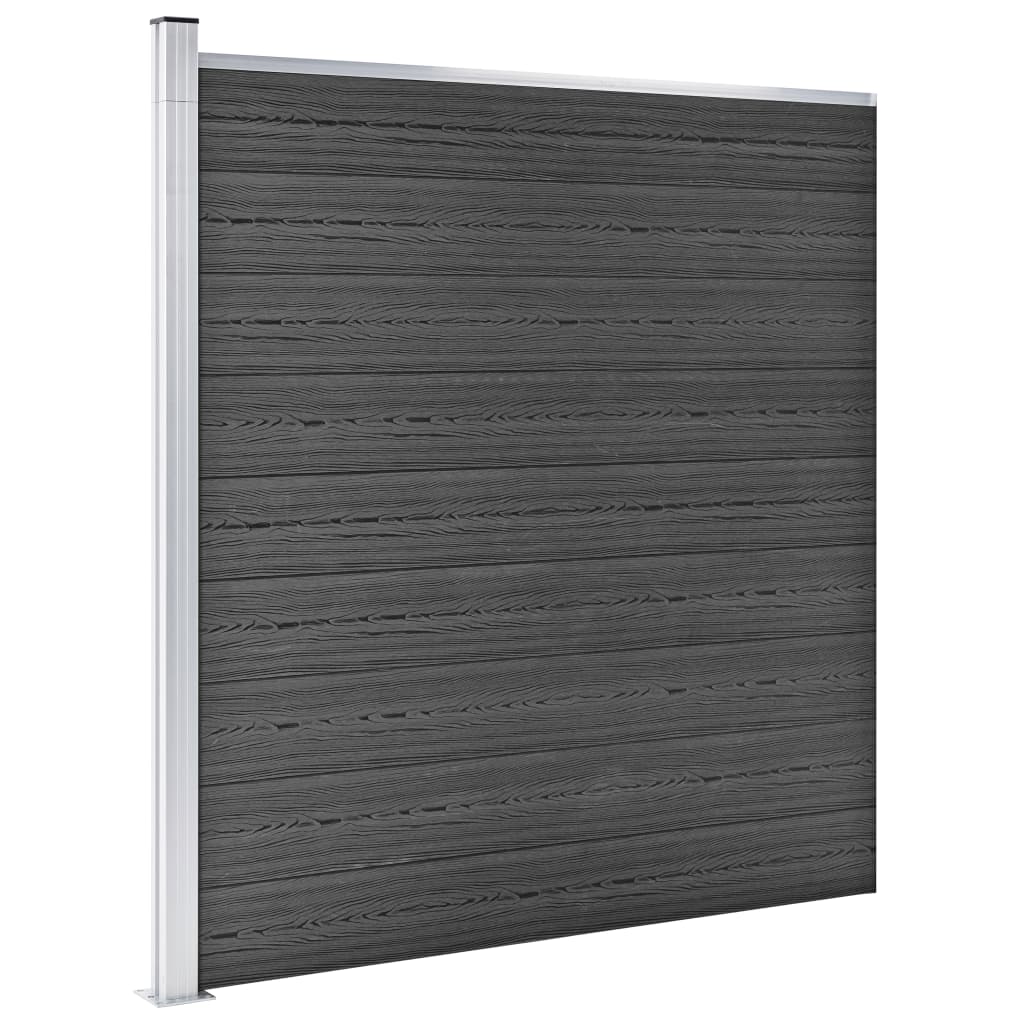 WPC Fence Panel Set 526 x 186 cm Black