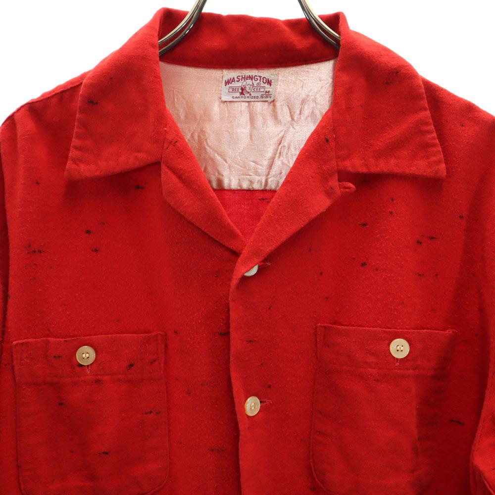 Washington 50s Vintage open collar box cut Long sleeve flannel Open collar shirt Men's Used