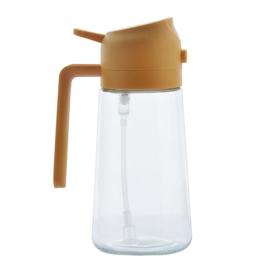 470ml 2-in-1 Oil Dispenser Food Grade BPA Free Leak Resistant Large Capacity Oil Sprayer Storage Bottle with Handle
