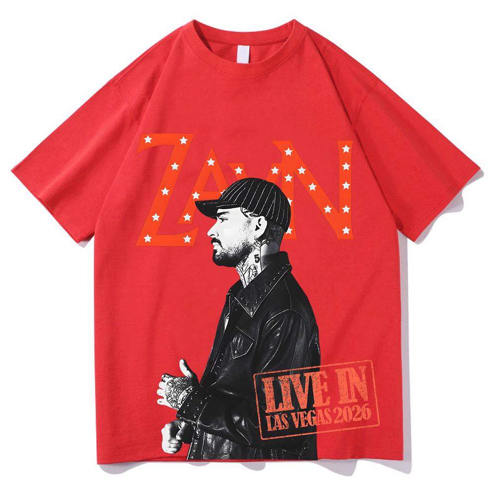 Zayn Vegas Красная футболка с логотипом Zayn Malik Графическая одежда Хлопок высокого качества Удобная футболка Женская Мужская Короткий рукав Аниме футболка Футболка с логотипом группы летний Топ