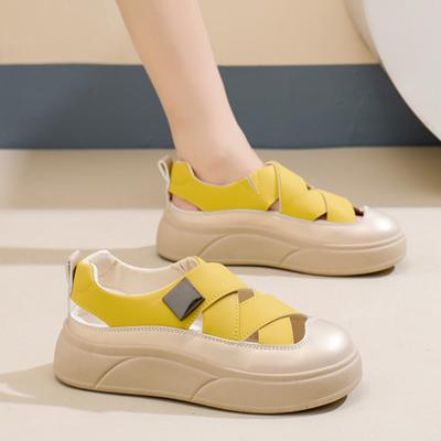 Модные темпераментные одинарные туфли 2024 года, летние новые кроссовки с дышащей полой подошвой, повседневные вулканизированные туфли с толстой подошвой Zapatos De Mujer