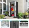 YODOLLA Tall Outdoor Garden Storage Cabinet with 3 Adjustable Shelves, Weatherproof Metal Cupboard for Garage Patio - Dark Grey