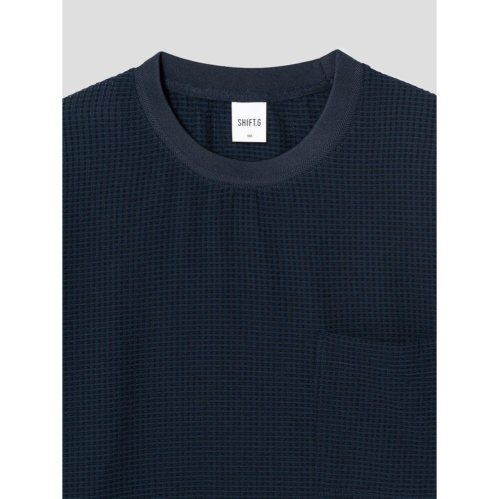 SHIFT.G Seersucker Overfit Round T Navy