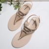 Fashion Women's Summer Clip Toe Sandals 2025 Fashion Shiny Crystal Shoes for Women Round Toe Flat Sandals Woman Non Slip Beach Sandalias