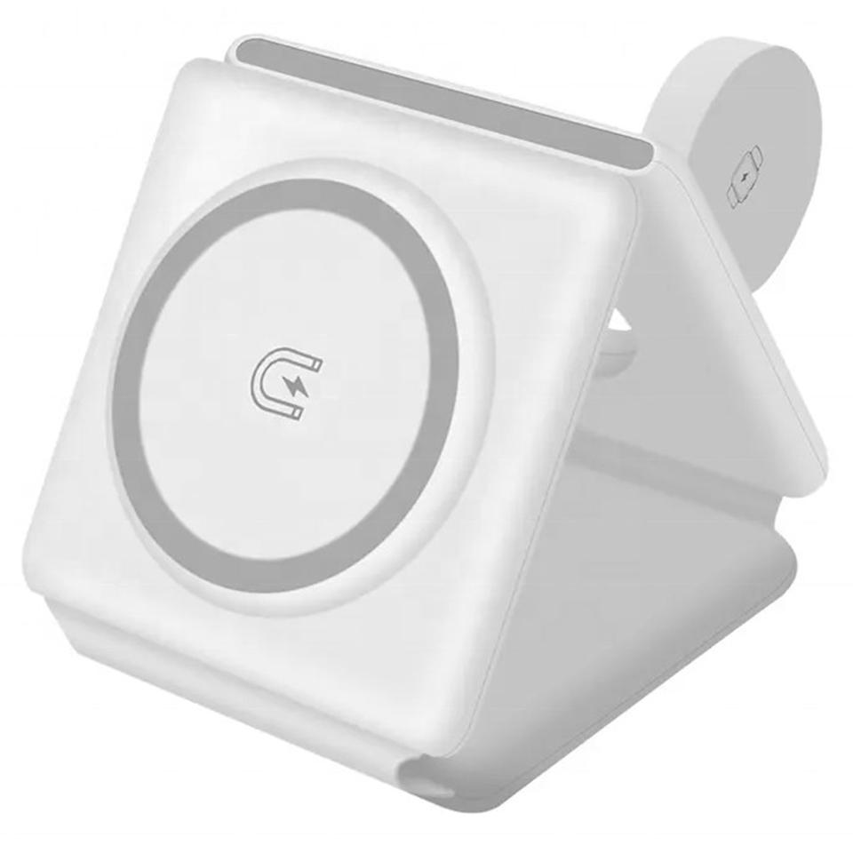 W-126 3 In 1 Wireless Magnetic Charging Station Phone Charging Pad Foldable Watch Earphone Charger