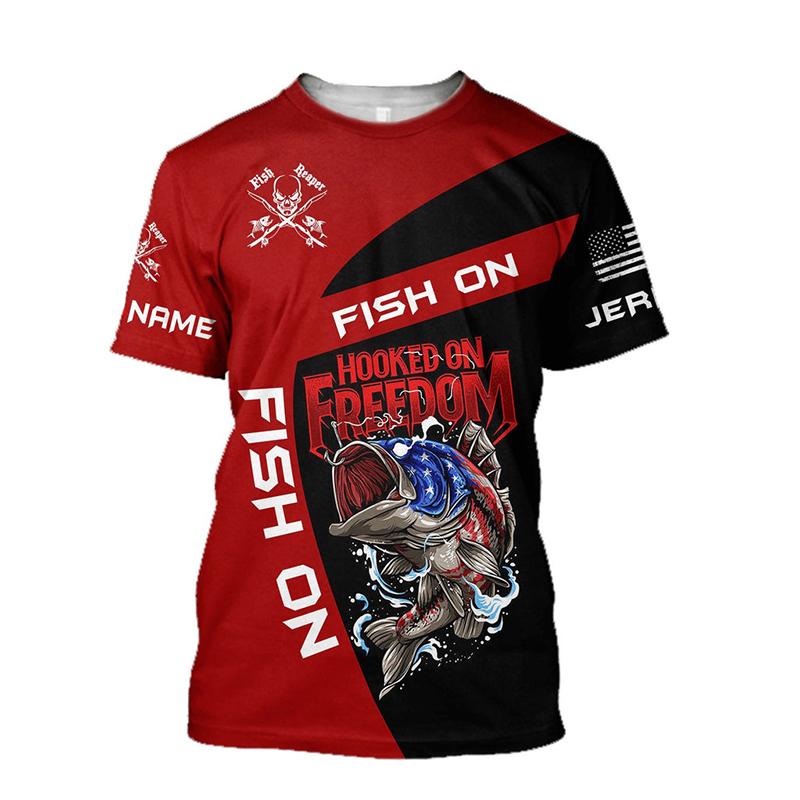 Новая мужская футболка Мужская рыбалка с рисунком 3D-печати Летний топ с коротким рукавом и круглым вырезом Модная повседневная модная футболка с хитом продаж