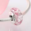 100 %Authentic 925 Sterling Silver Pink Heart Murano Glass Beads Fit Original European Charms Bracelet Jewelry
