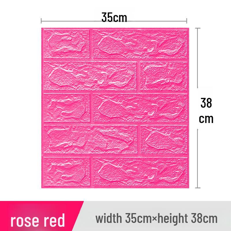 3D Brick Pattern Self-Adhesive Wall Sticker: Anti-Collision, Soft, 35x38, Small Size