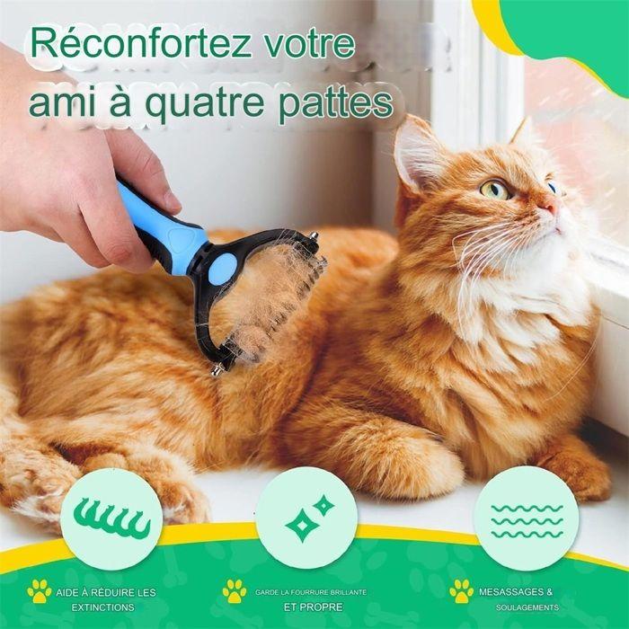 Outil de toilettage - Râteau à sous-poil 2 côtés - Peigne démêlant - Ergonomique - Sûr pour animaux