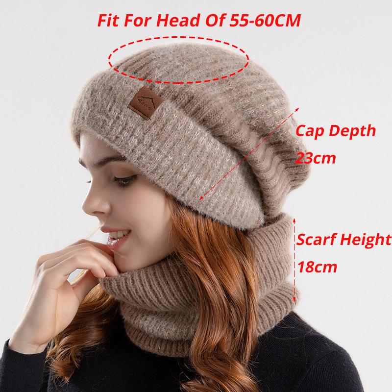 Warm Winter Hat Scarf Set For Women Plus Fleece Skullies Beanies Thick Earflap Caps For Female Outdoor Windproof Snow SKi Cap