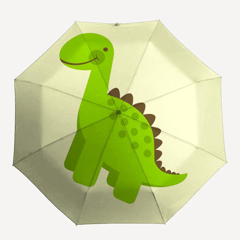 1 шт. Динозавр, Зеленый Автоматически Открывающийся/Закрывающийся Складной Зонт, Компактный Портативный Зонт для Путешествий, Идеальный Подарок на День Рождения/Рождество, Милый Зонт, Dura