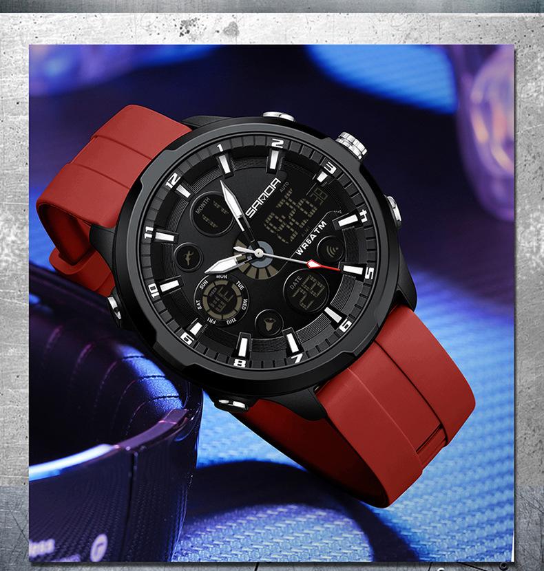 Sanda Молодежные Светящиеся Водонепроницаемые Многофункциональные Мужские Спортивные Часы