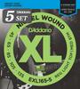 Струны для 5-струнной бас-гитары D'Addario Nickel Long Scale EXL165-5 Комплект .045-.135