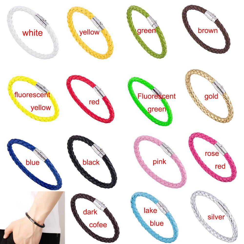 Simple Braided Women Men 1 Piece PU Leather Bracelet Magnetic Clasp Jewelry Fashion Accessories