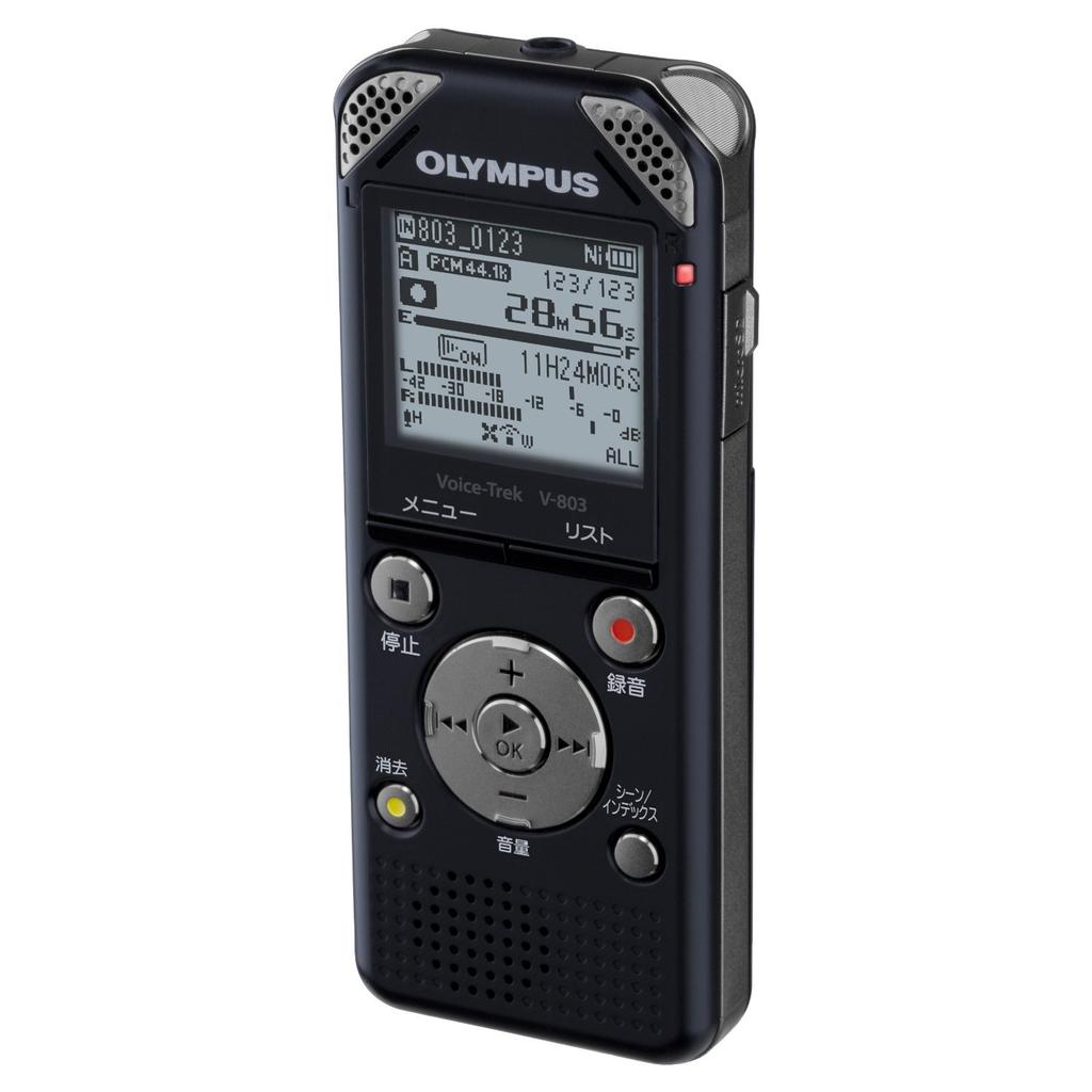 Диктофон OLYMPUS IC VoiceTrek 8 ГБ, совместимый с линейной PCM, оснащенный направленным микрофоном и FM-тюнером BLK Black V-803