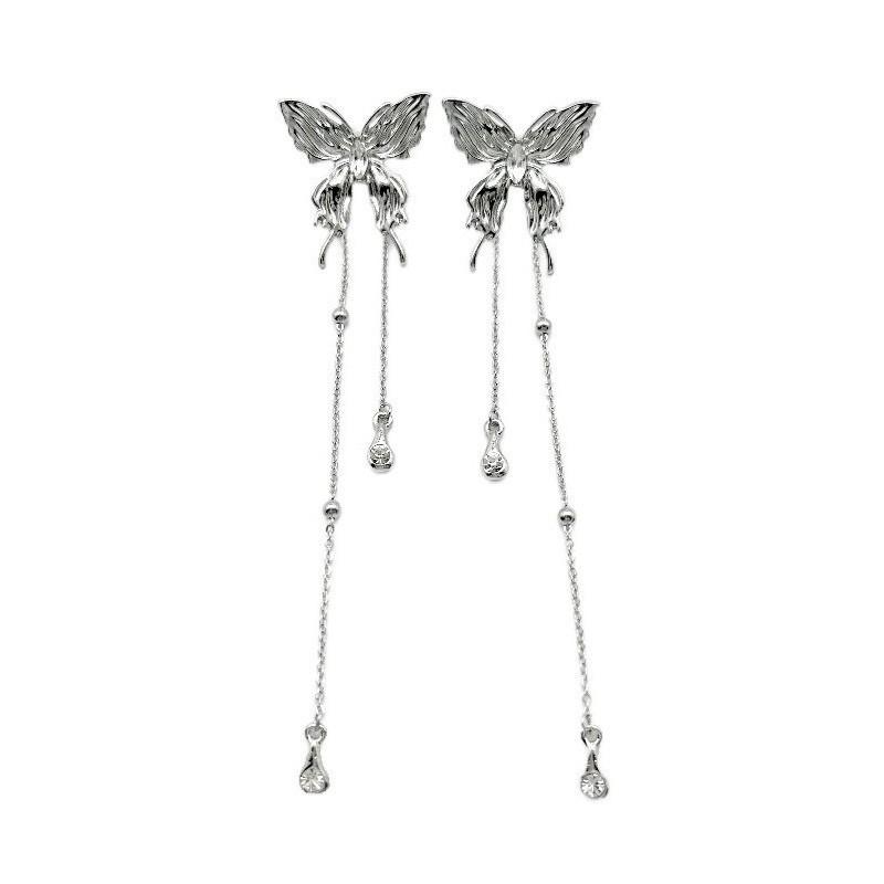 Жидкие серьги-бабочки из бисера, серебряные серьги с кисточками для женщин, ювелирные аксессуары