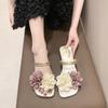 Мода 2024 Новые женские летние сандалии на плоской подошве с цветочным принтом Женские тапочки Женская женская мода