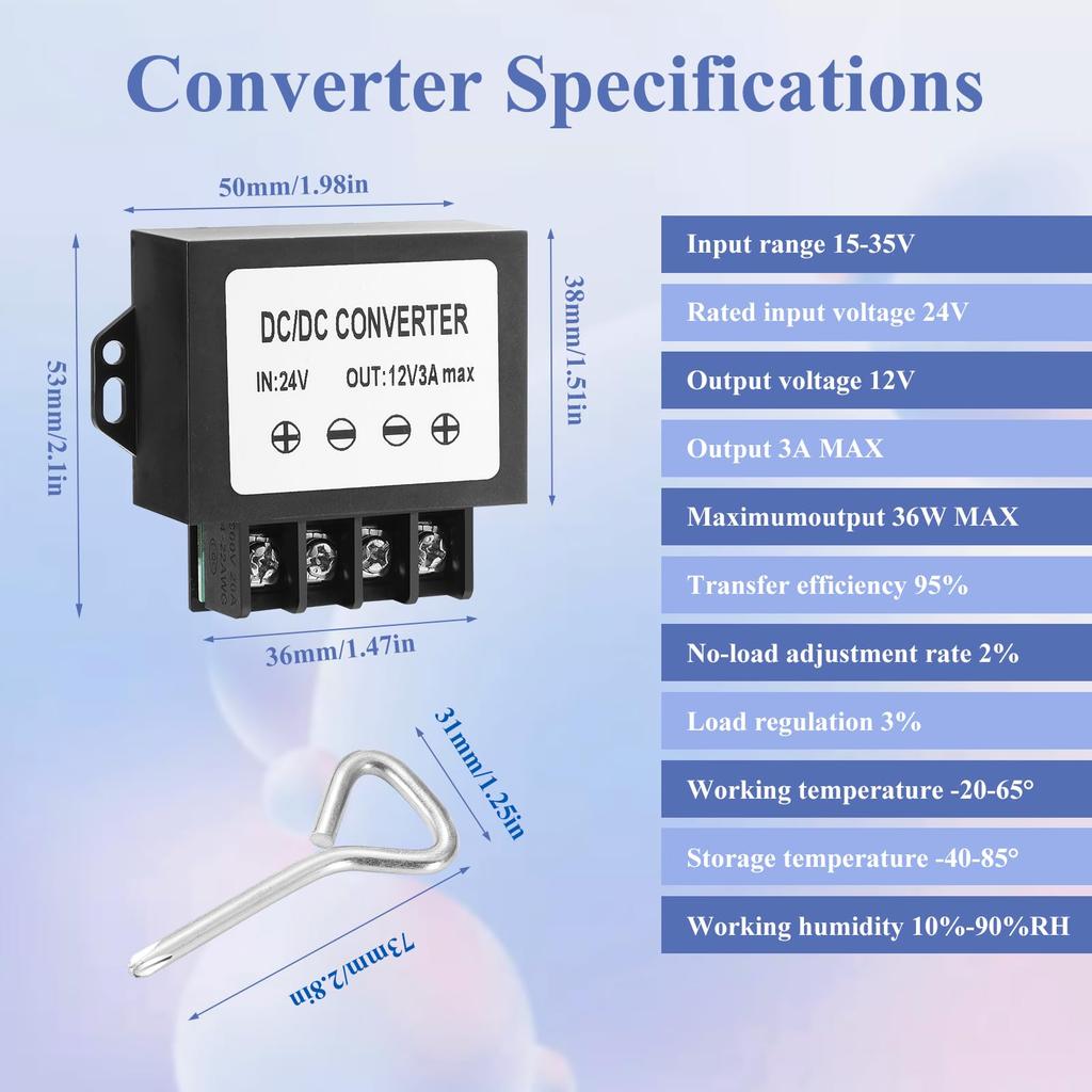 Mzhou 36W DC-DC Step Down Converter 24V to 12V 3A