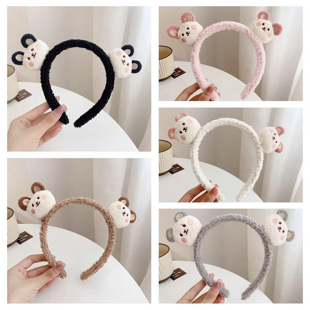 Colorful Cartoon Plush Headband Non-slip Plush Hairband Cute Bear Plush Headband  Makeup