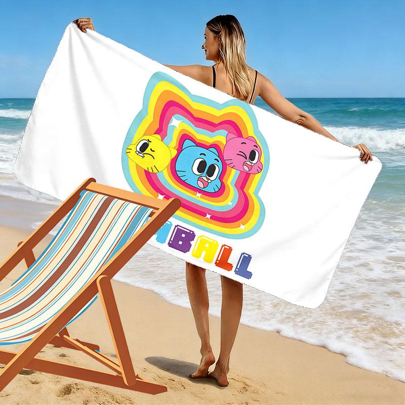 The Amazing World of Gumball Cartoon Art Print Beach Towel, Large Soft Quick Dry Towel for Beach Camping Swimming
