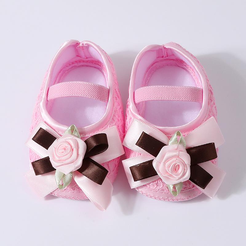 Туфли для девочки с цветочным бантом, нескользящие, для младенцев, принцесс, для 0-1 года