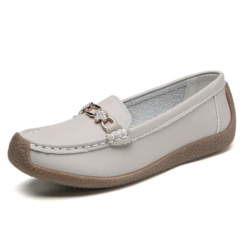 Женские туфли на плоской подошве с круглым носком, удобные женские лоферы без застежек, весна 2025, новые легкие нескользящие офисные туфли Zapatos Mujer