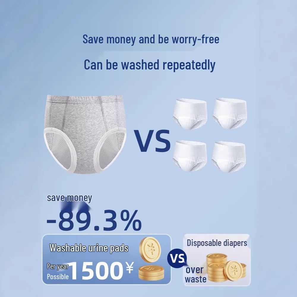 Cotton Anti-Leakage Underwear for Seniors - Washable Elastic Incontinence Pants for Bedridden Patients